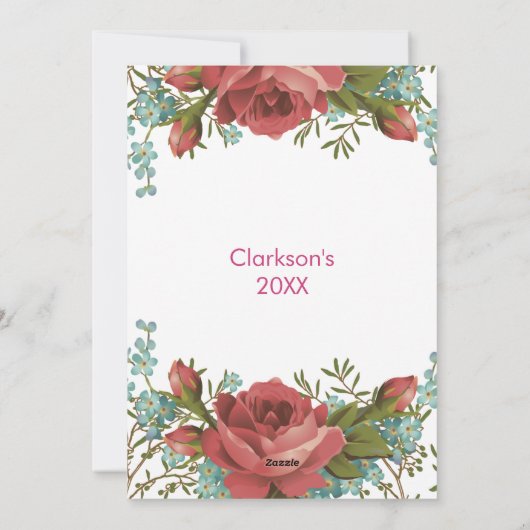 イースターの水彩花のバラの卵のひよこ シーズンカード (裏面)