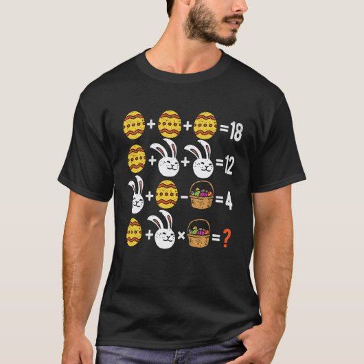 イースターの演算順序クイズ数学教師イースター Tシャツ (正面)