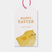 イースターの特別なプレゼントにぴったりな黄色の小さな鶏 ギフトタグ (正面)