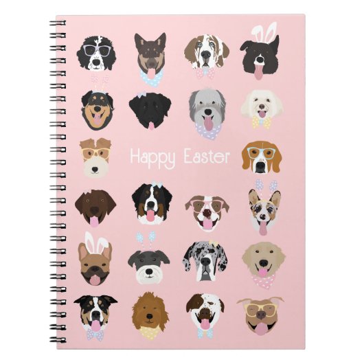 イースターの犬の顔のパターン ノートブック (正面)