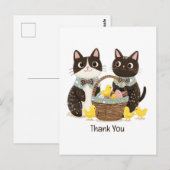 イースターの猫たち イースターのバスケット 赤ちゃんニワトリ ポストカード (正面/裏面)