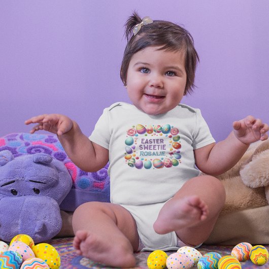 イースターの甘さのカスタマイズ可能な名前 ベビーボディスーツ