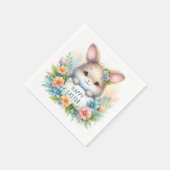 イースターの看板を掲げるかわいいイースターバニー スタンダードカクテルナプキン (角)