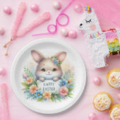 イースターの看板を掲げるかわいいイースターバニー ペーパープレート (パーティー)