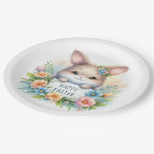 イースターの看板を掲げるかわいいイースターバニー ペーパープレート (アングル)