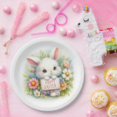 イースターの看板を掲げるかわいいイースターバニー ペーパープレート (パーティー)