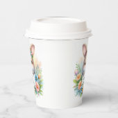 イースターの看板を掲げるかわいいイースターバニー 紙コップ (左)