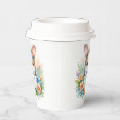 イースターの看板を掲げるかわいいイースターバニー 紙コップ (右)