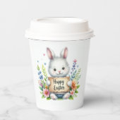 イースターの看板を掲げるかわいいイースターバニー 紙コップ (正面)