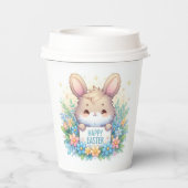 イースターの看板を掲げるかわいいイースターバニー 紙コップ (裏面)