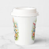 イースターの看板を掲げるかわいいイースターバニー 紙コップ (右)