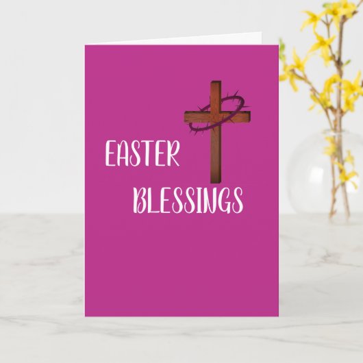 イースターの祝福 クロス ヴィンテージ ウサギ カード (黄色い花)