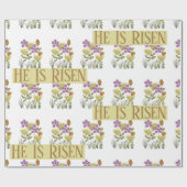 イースターの祝福 | 主は復活した 美しい花柄 ラッピングペーパー (フラット)