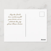 イースターの祝福 聖書の詩句 エレガントなピンクの花 ポストカード (裏面)