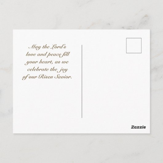 イースターの祝福 聖書の詩句 エレガントなピンクの花 ポストカード (裏面)