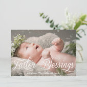 イースターの祝福 赤ちゃん 家族 青い 写真 シーズンカード (スタンド正面)