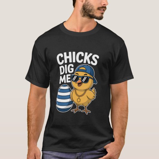 イースターの私にひよこ達が夢中 可愛いイースター Tシャツ (正面)