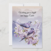 イースターの紫色の春の花2羽 シーズンカード (正面)