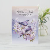 イースターの紫色の春の花2羽 シーズンカード (スタンド正面)