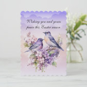 イースターの紫色の春の花2羽 シーズンカード (スタンド正面)