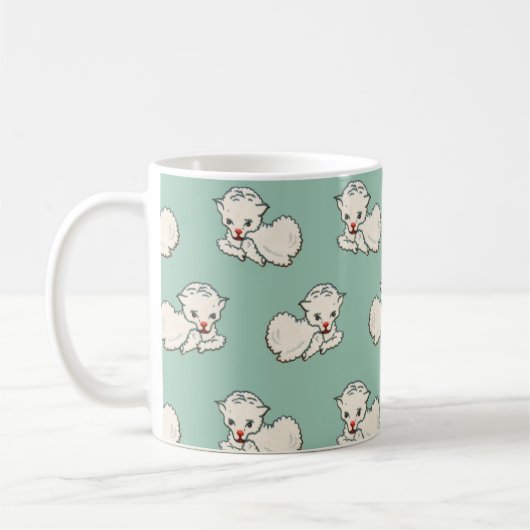 イースターの羊, 赤ちゃん農場動物, ヴィンテージ宗教 コーヒーマグカップ (左)