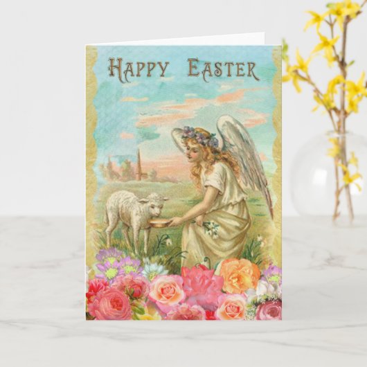 イースターの美しいアンティーク写真 カード (黄色い花)