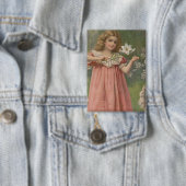 イースターの美しい少女たち、ヴィンテージイラスト、1898 缶バッジ (インサイチュ)