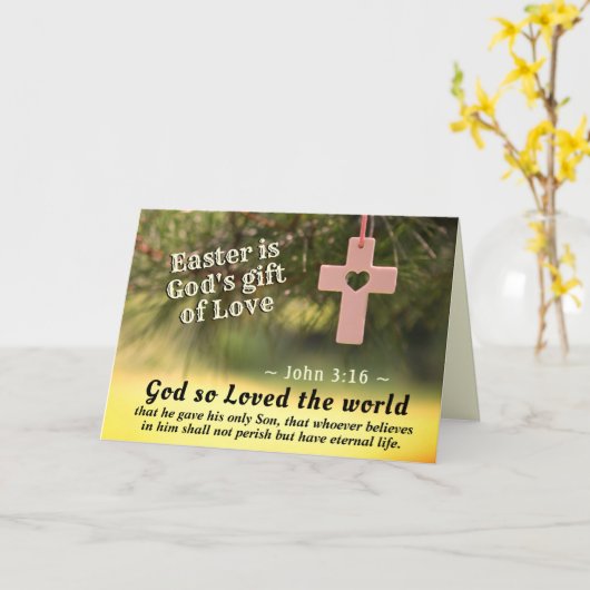イースターの聖書 ヨハネ 3:16 神は世界を愛された カード (黄色い花)