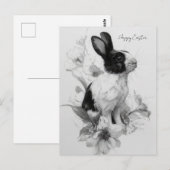イースターの花とイースターバニーのポストカード ポストカード (正面/裏面)