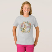 イースターの花とウサギのTシャツ（女の子用） Tシャツ (正面フル)