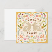 イースターの花とウサギ カード – かわいい春のイースター (正面/裏面)