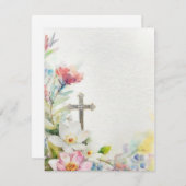 イースターの花とクロス文空白の具 シーズンカード (正面/裏面)