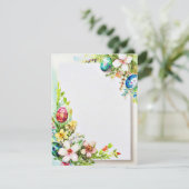 イースターの花と卵の文房具空白の。 シーズンカード (スタンド正面)