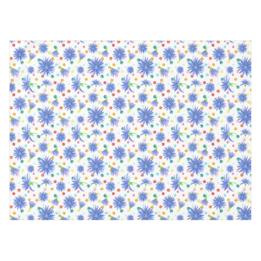 イースターの花と卵（青） テーブルクロス (正面(横))