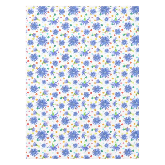 イースターの花と卵（青） テーブルクロス (正面)