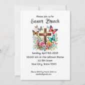 イースターの花と蝶の十字架 ブランシュ招待 招待状 (正面)