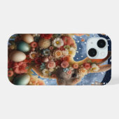 イースターの花咲くウサギ  iPhone 15ケース (裏面横)