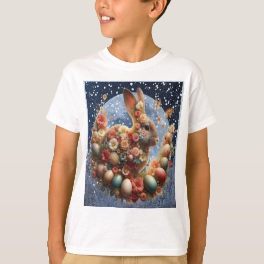 イースターの花咲くウサギ Tシャツ (正面)