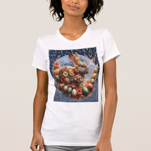 イースターの花咲くウサギ Tシャツ (正面)