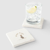 イースターの茶色のうさぎと卵 名前を入れて愛を表現 ストーンコースター (横)