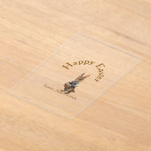 イースターの茶色のうさぎと卵 名前入りラブギフト アクリル招待状 (レイダウン)