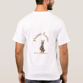 イースターの茶色のうさぎと卵 名前入りラブギフト Tシャツ (裏面)