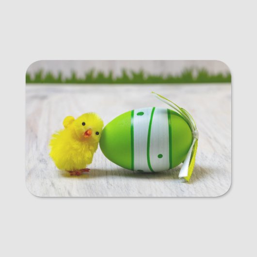 イースターの装飾 – イースターの卵と雛 名札 (正面)