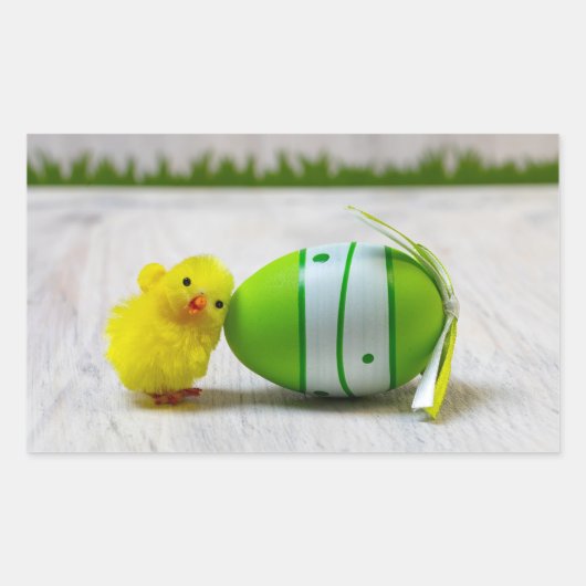 イースターの装飾 – イースターの卵と雛 長方形シール (正面)