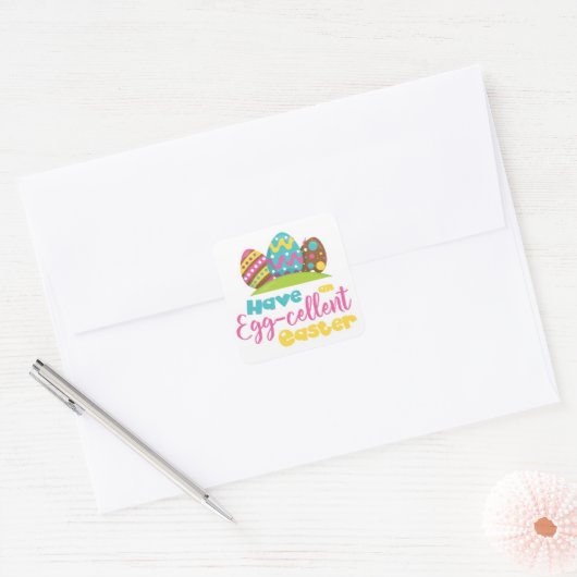 イースターの言葉のエッセントシールを持っている スクエアシール (封筒)