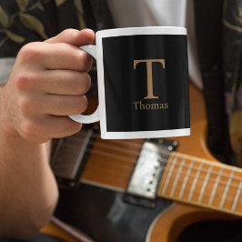 イースターの許されたブラック&タンカスタマイズモノグラム ジャンボコーヒーマグカップ