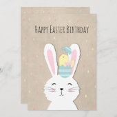 イースターの誕生日かわいいバニーと卵 (正面/裏面)