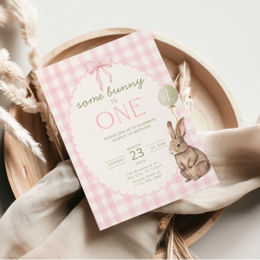 イースターの誕生日パーティー招待状「Some Bunny is One」 招待状