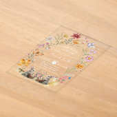 イースターの野の花ベビーシャワー SomeBunny アクリル招待状 (レイダウン)