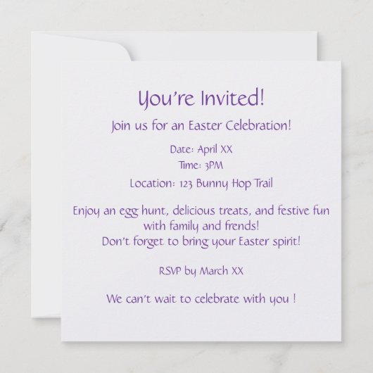 イースターの願い 招待状 (裏面)